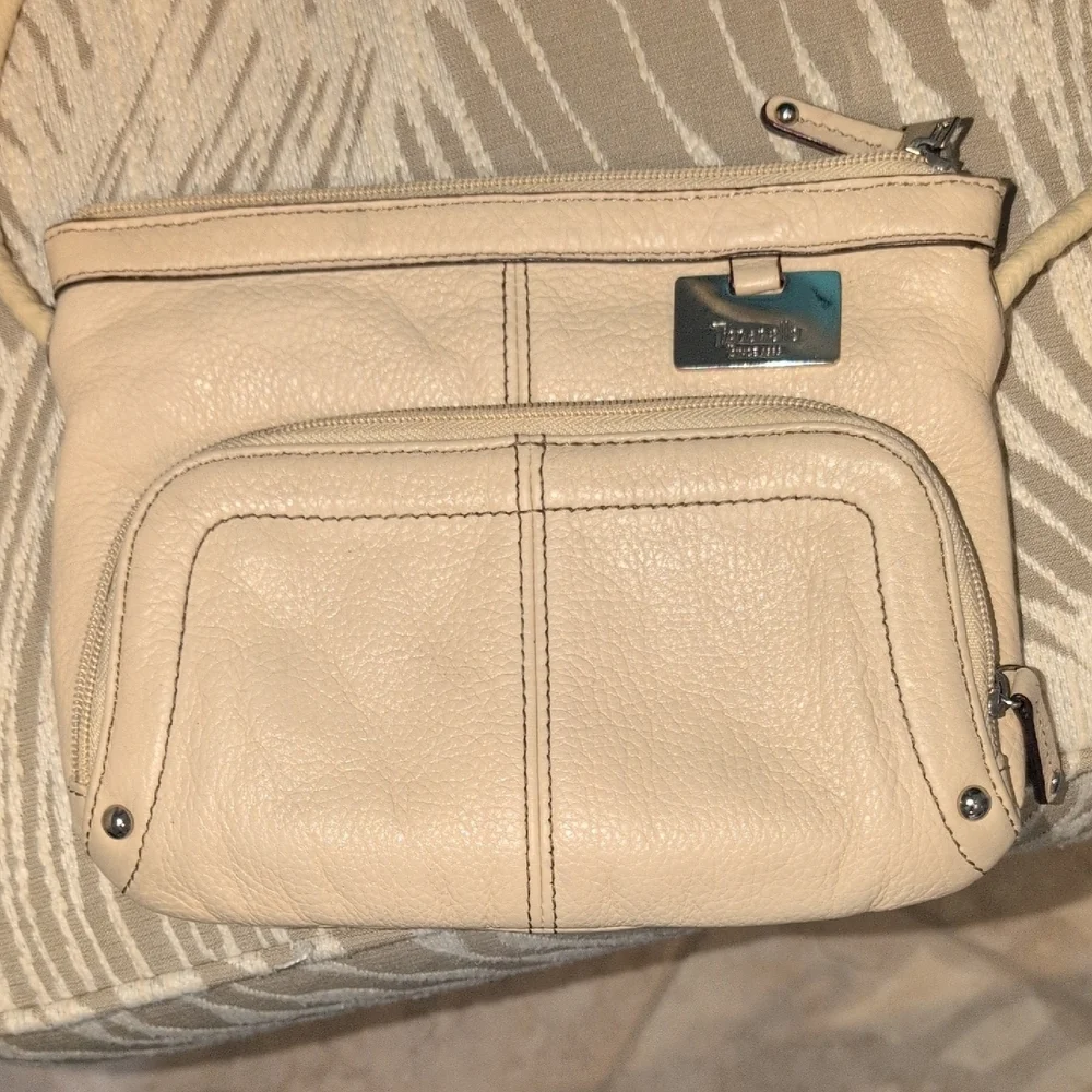 Tignanello Cream Leather Crossbody Bag
